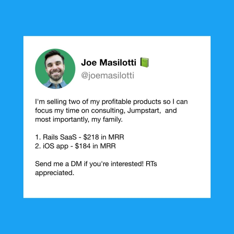 Tweet from Joe, selling Mugshotbot