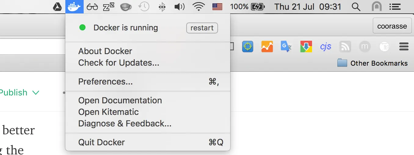 Docker Desktop running